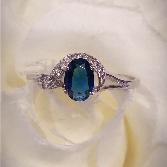 14kt White Gold & .75ctw Lab Created Sapphire Ring - Picture 2 of 7